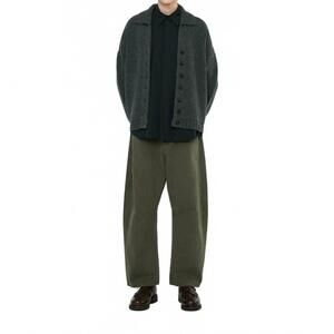 NEW 7115 BY SZEKI chunky collared recycled wool cardigan in gray